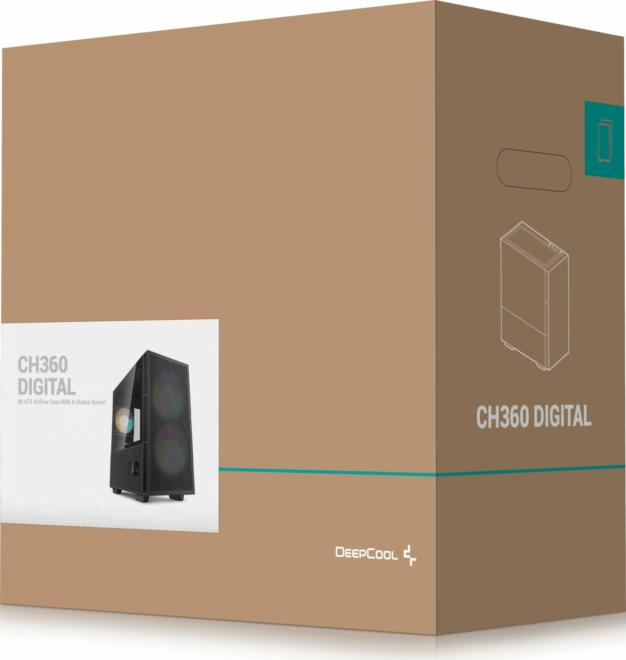 Kasë Deepcool CH360 Digital ARGB Mini Tower uATX/Mini-ITX, USB-C, e zezë (R-CH360-BKAPE3D-G-1)