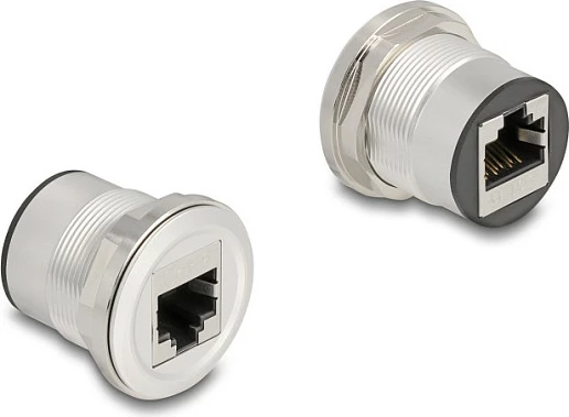 Kuplungë RJ45 DeLOCK Cat.6 STP, panel-montuese, alumin, e zezë/argjendtë