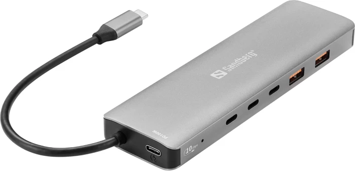 Docking station USB-C Sandberg 136-79, 5xUSB-C + 2xUSB-A, 10Gb/s, Power Delivery 100W, gri