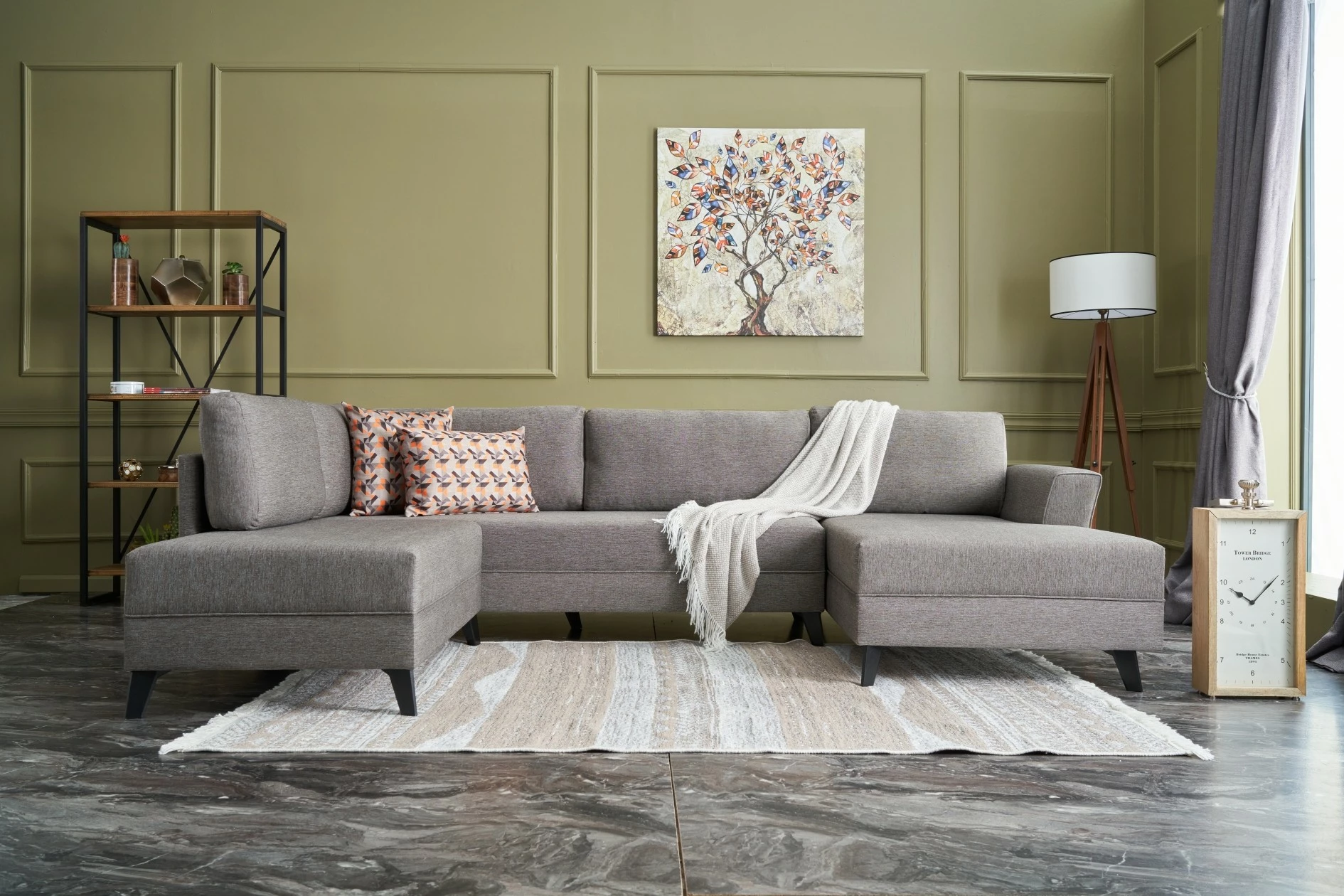 Kënd-sofë krevate Eris, kafe, Atelier del Sofa