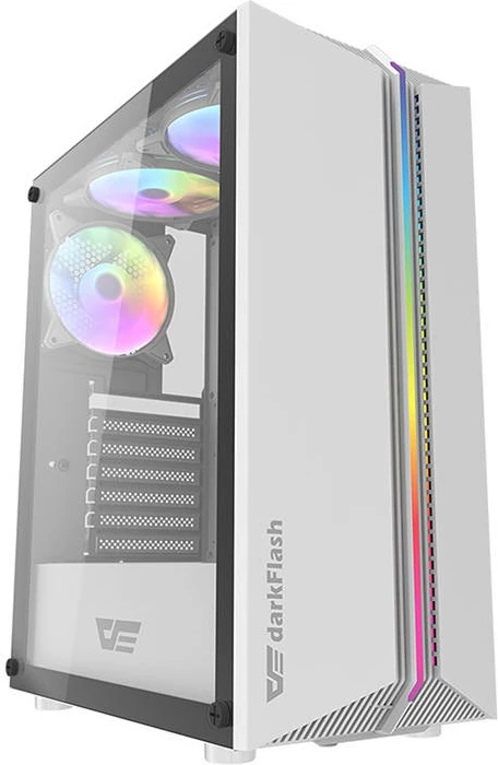 Kasë Darkflash DK151, Middle Tower, 3 ventilatorë RGB, e bardhë