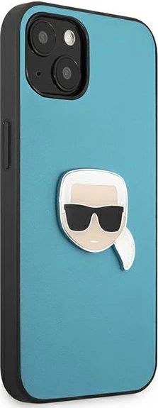 Mbështjellës Karl Lagerfeld KLHCP13SPKMB për iPhone 13 mini, lëkurë, blu
