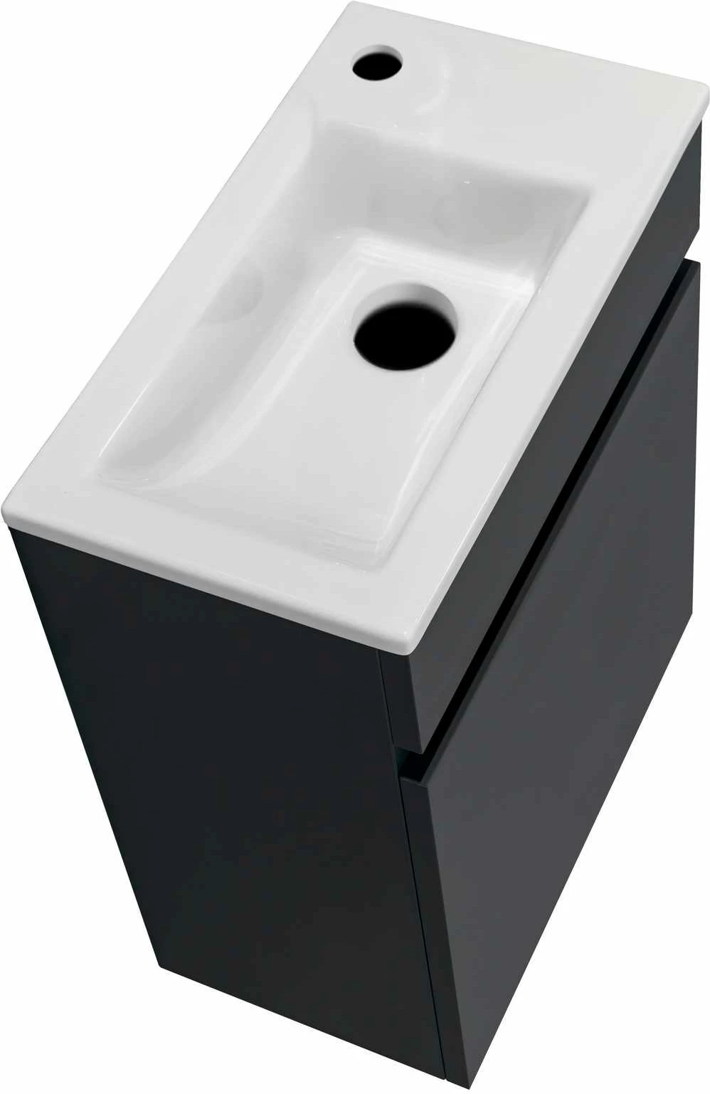 Dollap banjoje, ngjyrë antracit, Skye Decor, me lavaman dhe pasqyrë