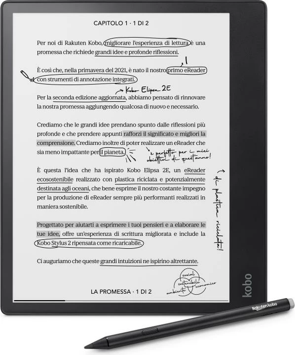 Lexues elektronik, Kobo Elipsa 2E N605-KU-BK-K-BU 32GB, i zi, paketë me Stylus