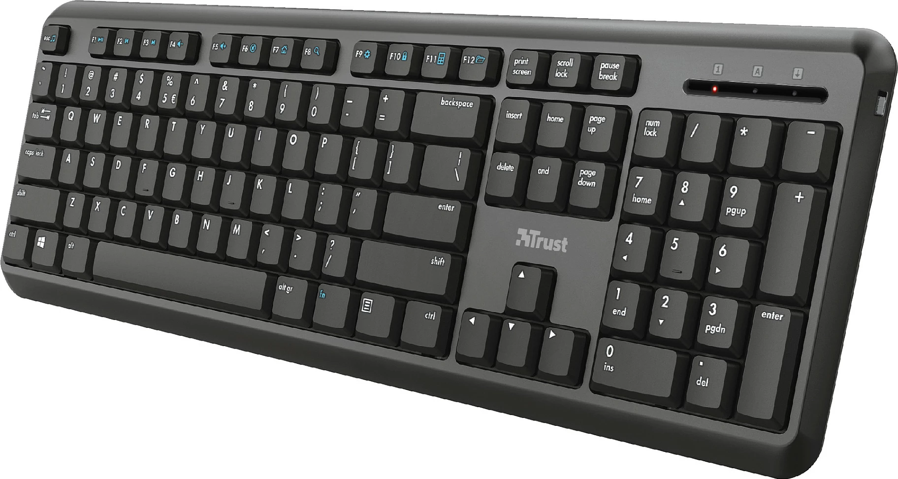 Tastierë Trust TK-350, wireless 2.4GHz RF, full-size QWERTZ, silent keys, me numpad, e zezë