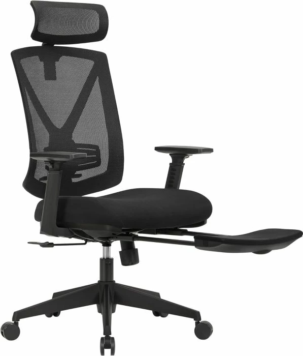 Karrige zyre SONGMICS OBN61BKV1 ergonomike me mbështetëse këmbësh, 150 kg, e zezë