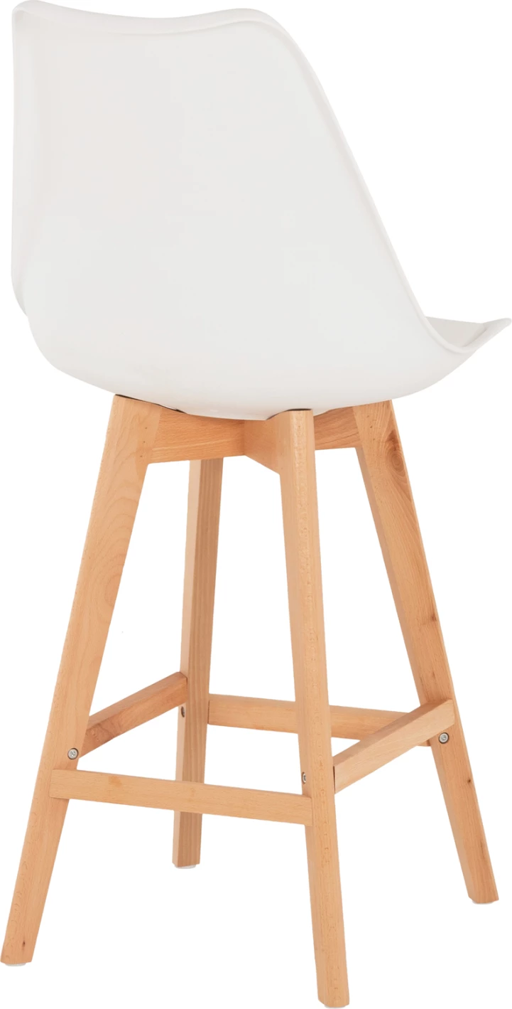 Karrige për bar VEGAS FH8000.21, lartësi mesatare, polipropilenë e bardhë, dru ahu natyral, 47x58x103H cm, set prej 4 copash