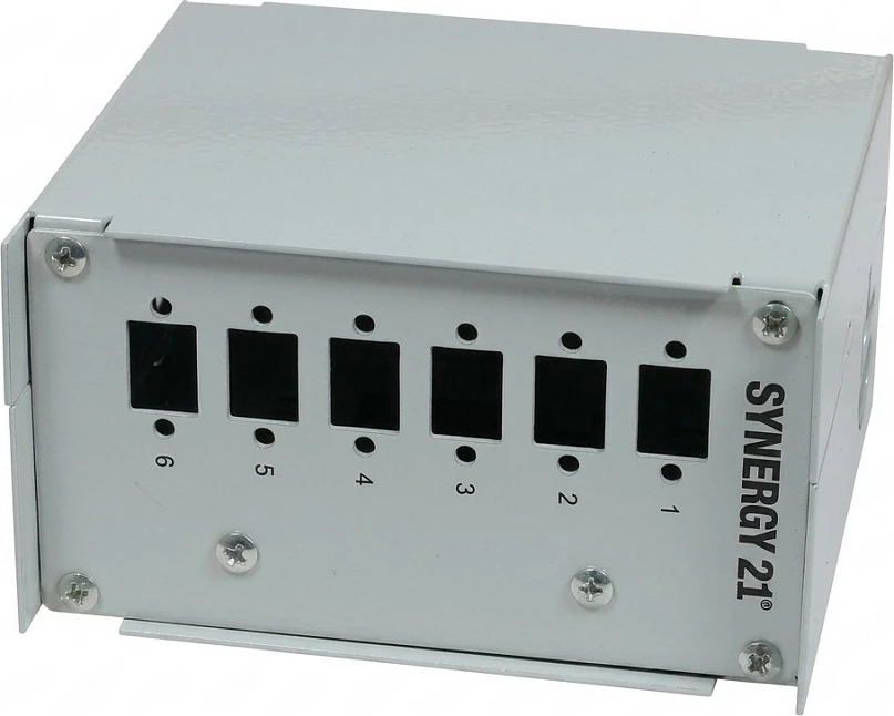 Patchpanel fibër optike Synergy21, DIN shinë, 6x LC Duplex/SC Simplex, pa kuplunga, gri e çelët
