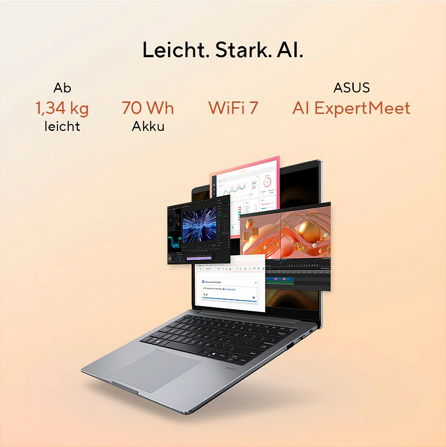 Laptop ASUS ExpertBook P3 PM3406CKA-LY0281X, Ryzen AI 5, 16GB RAM, 512GB SSD, 14" 1920x1200, Misty Grey