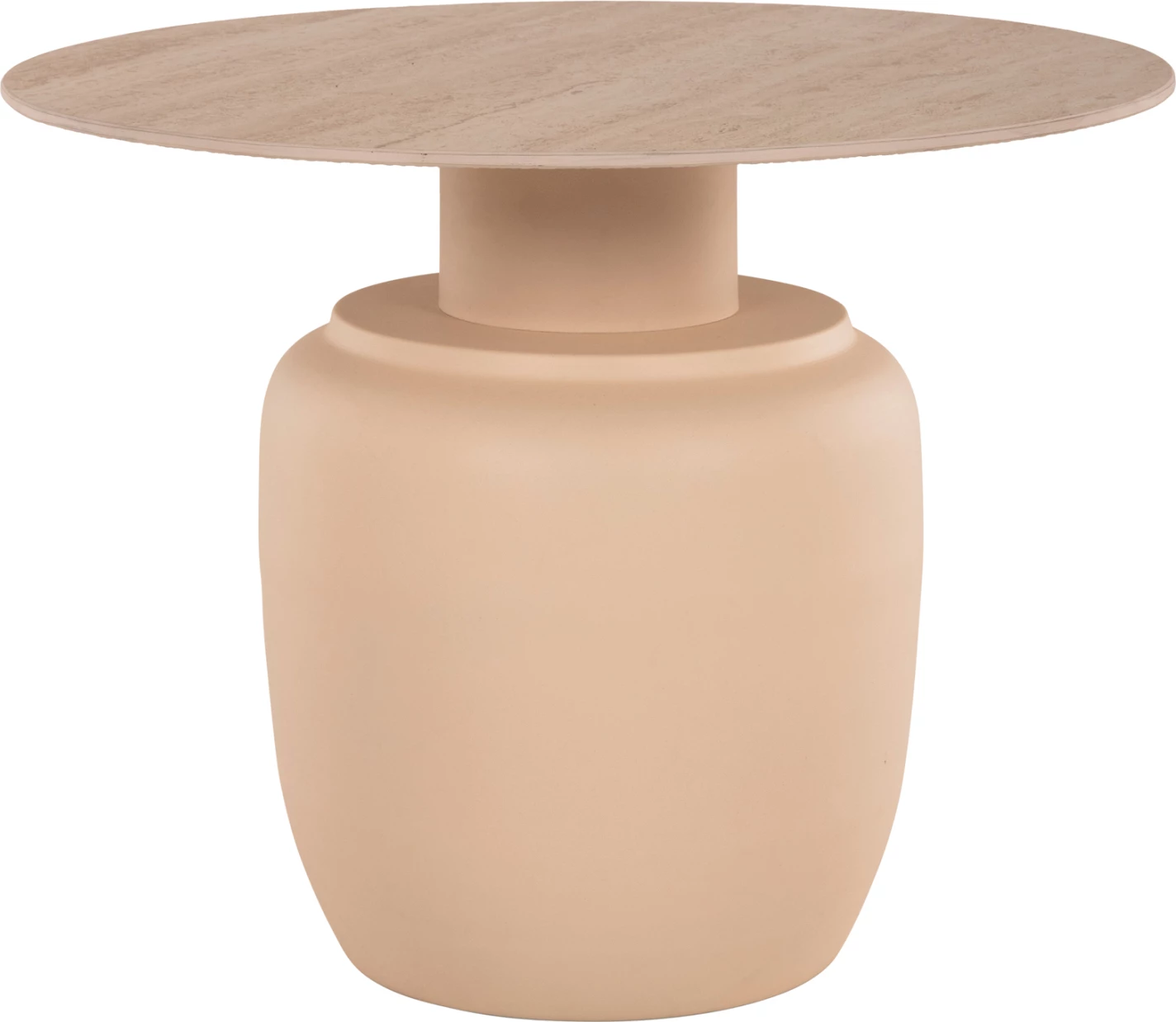 Tavolina anësore 2 copë FEREN FH9664 metalike me sipërfaqe qeramike ngjyrë fildishi Φ60 & Φ50cm