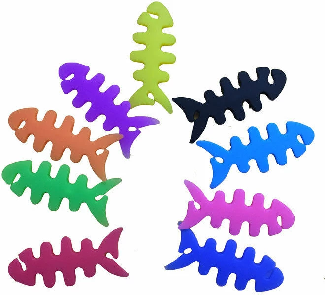 Mbështjellës kabllosh për kufje Hurtel, formë peshku, plastikë, portokalli