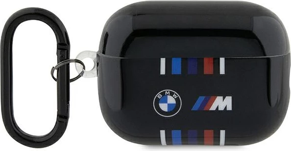 Mbështjellës BMW BMAP222SWTK për AirPods Pro 2, me karabiner, i zi, Multiple Colored Lines
