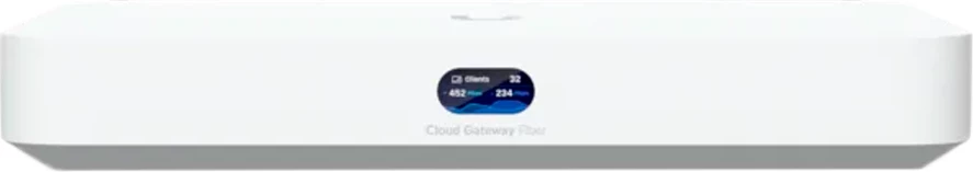 Gateway rrjeti Ubiquiti UniFi Cloud Gateway Fiber, 3GB RAM, WAN SFP+ + RJ-45, LAN SFP+ + 4x RJ-45, i bardhë, me adapter rryme