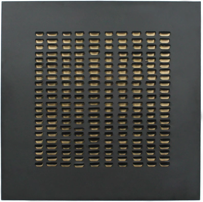 Pikturë dekorative Escape, metal i zi, detaje të arta, 80x80x5cm