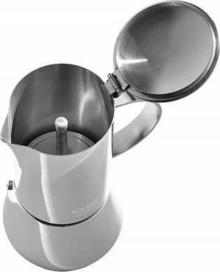 Aparat kafeje espresso (moka) Adler AD 4417, 620 ml (10 filxhanë), argjendtë