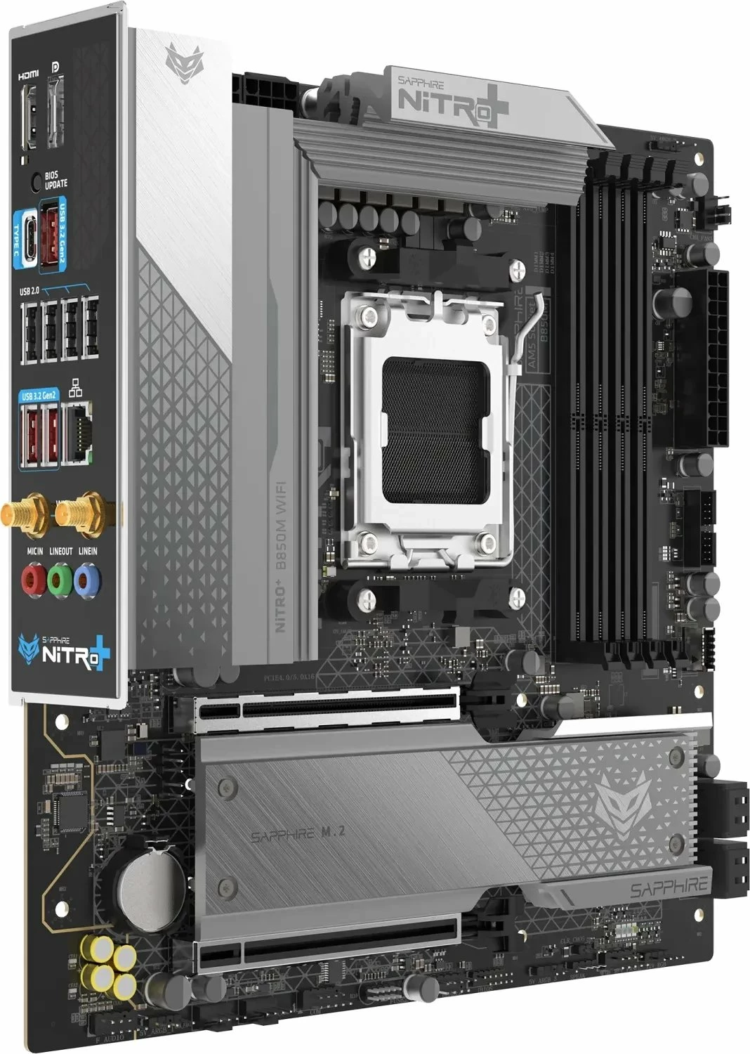 Pllakë amë Sapphire NITRO+ B850M WIFI Micro-ATX AM5, DDR5 deri 256GB, PCIe 5.0, WiFi 6, Bluetooth 5.3