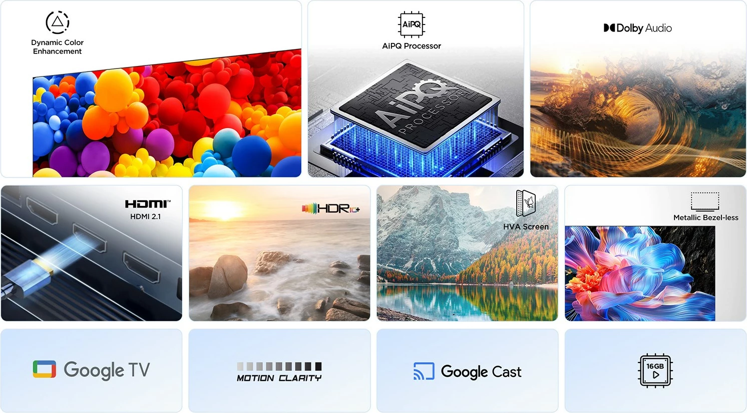 Televizor TCL 43P69K, 43", 4K Ultra HD, Smart TV, Google TV, Zi