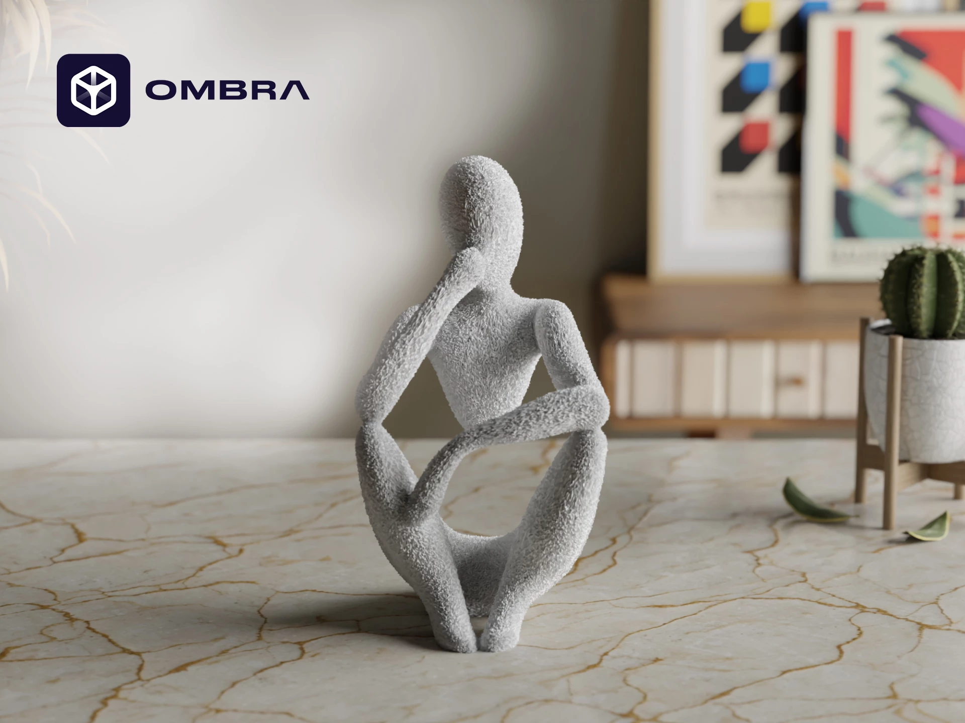 Statujë "Thinker" Dekorative dhe Kreative, e bardhë