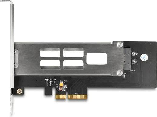 Kartë zgjerimi PCIe DeLOCK Mobile Rack, PCIe 4.0, për SSD M.2 NVMe, low profile, e zezë/metalike