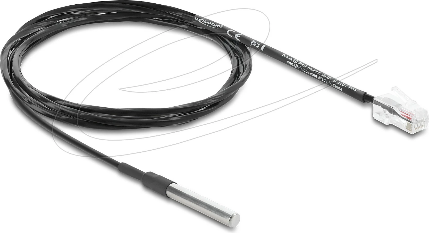 Sensor temperature DeLOCK 91384, DS18B20 1-Wire, kabllo 1 m, RJ-45, -40–150 °C, i zi