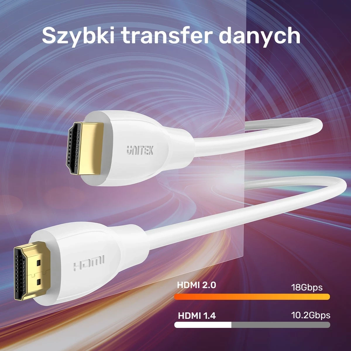Kabëll HDMI Unitek 2.0 4K 10m i bardhë