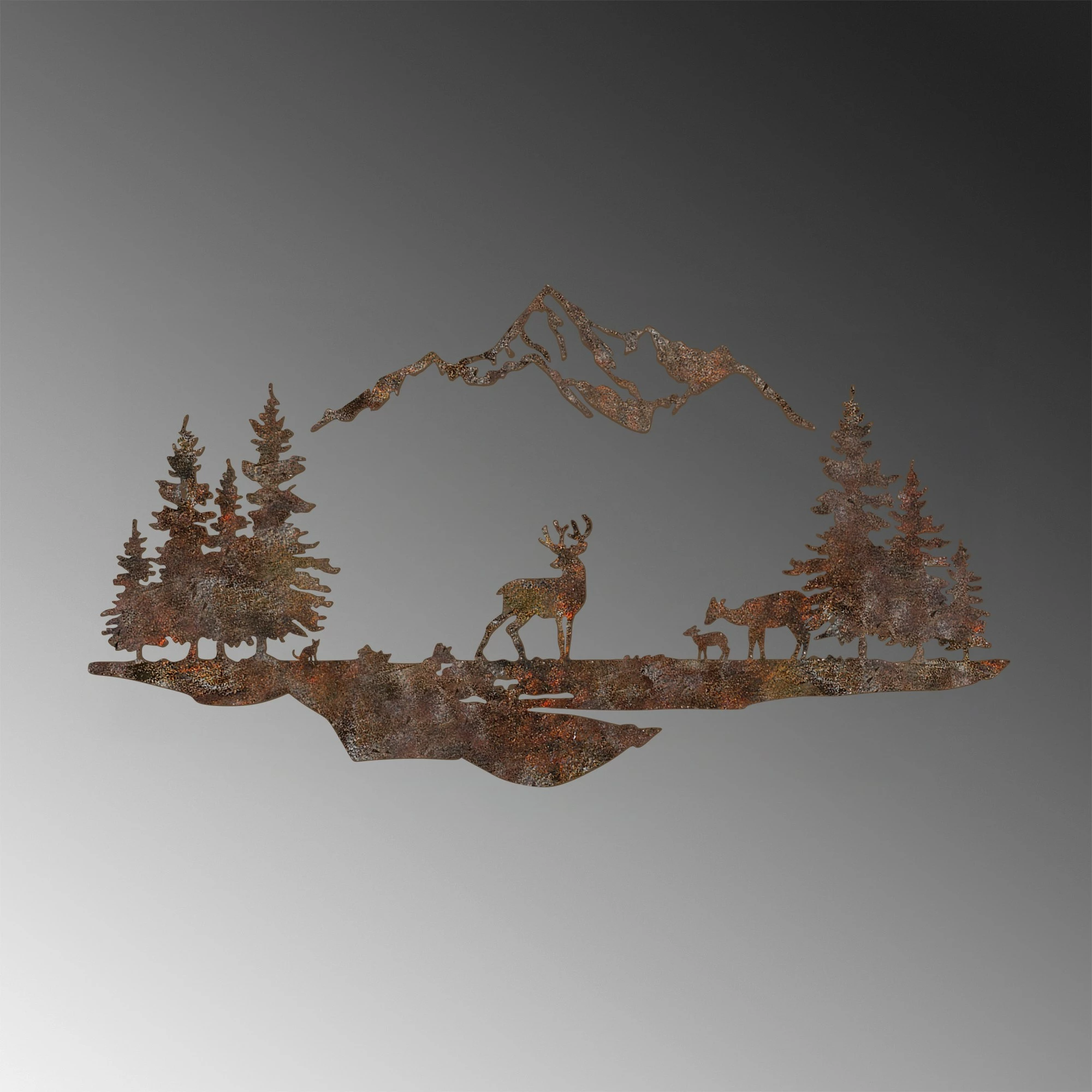 Aksesor dekorativ metalik për mur, peizazh me ngjyrë të vjetër, Wallity, Rusty Landscape 1