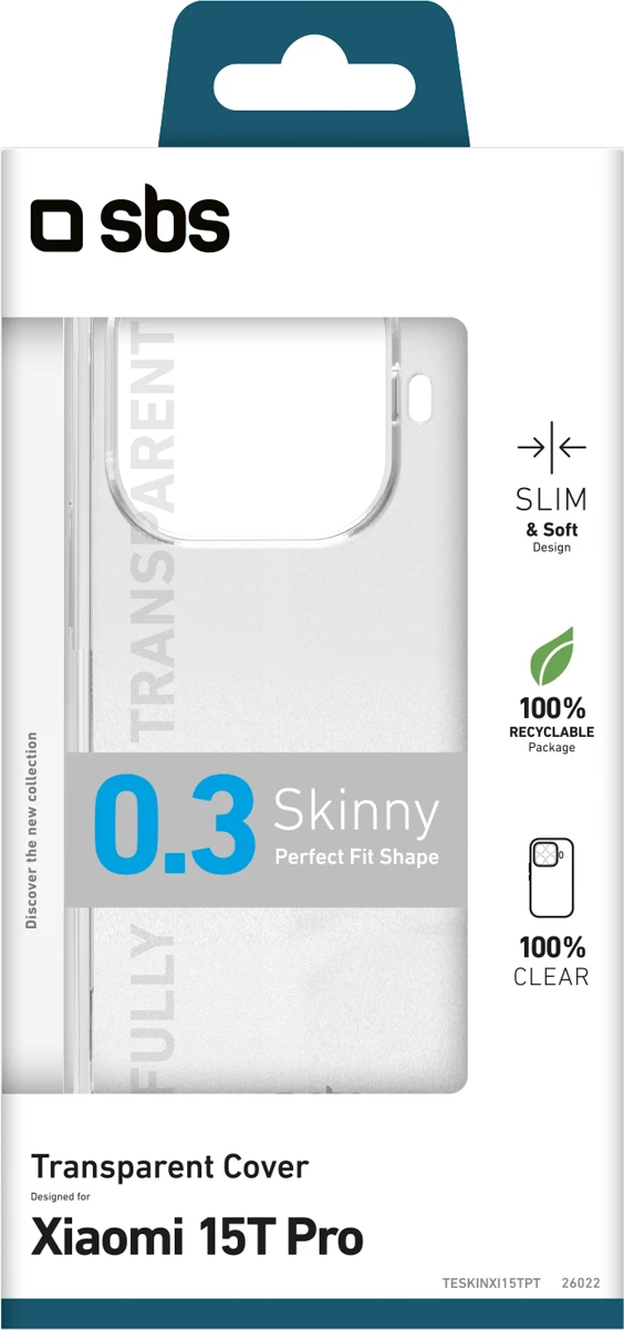 Mbështjellës për Celular SBS Skinny Cover për Xiaomi 15T Pro, TPU, transparent