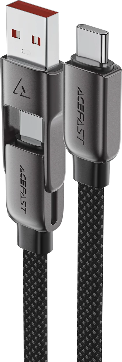 Kabllo Acefast C13-05 USB-C në USB-A/USB-C, 0.2m, 480Mb/s, 3A, e zezë