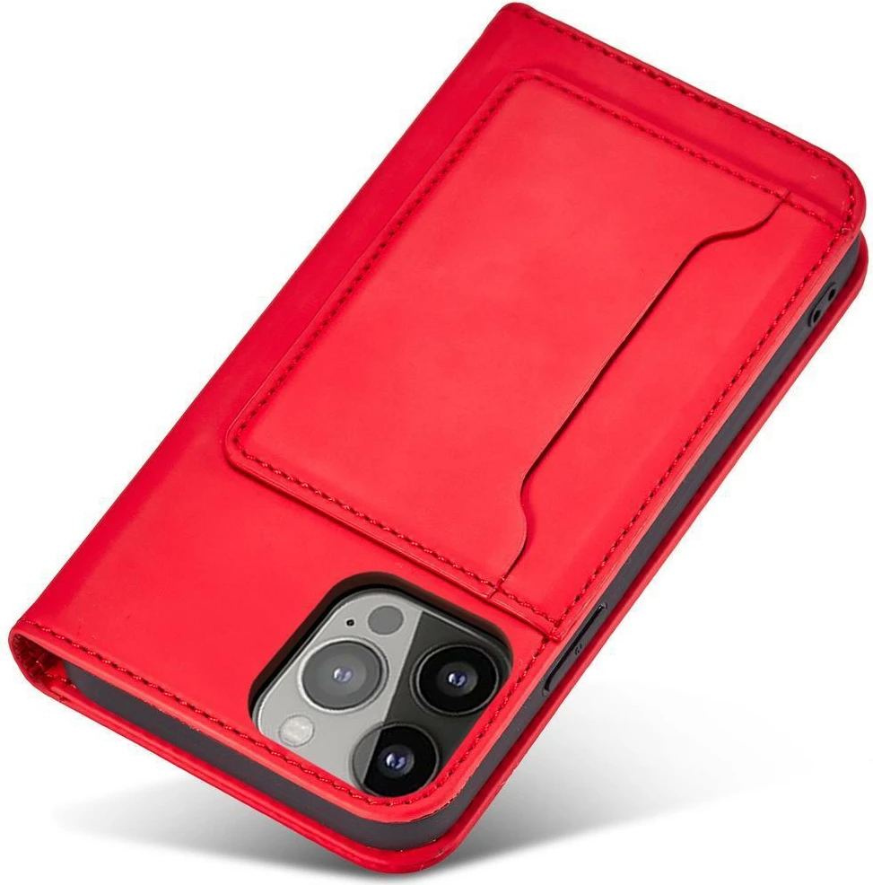 Mbështjellës Hurtel Magnet Card Case për Samsung Galaxy S23, me kapak, portofol dhe mbajtëse, Kuq