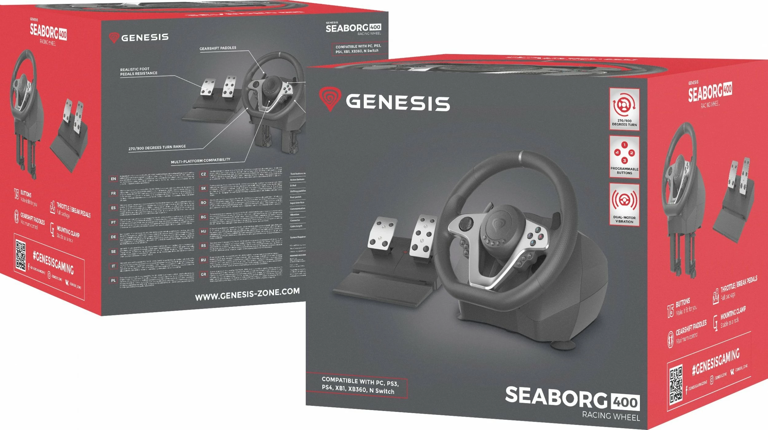 Timon gaming Genesis Seaborg 400 NGK-1567 900° me pedale, wired 2m, i zi, set
