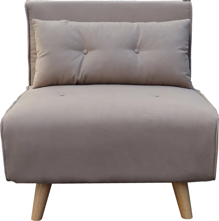 Karrige krevate Josuane I, stof bezhë, këmbë druri natyrale, 77x80x81cm