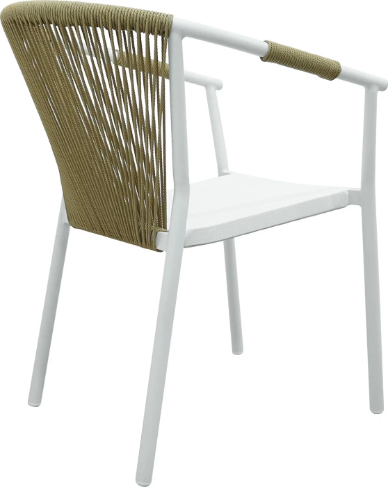 Karrige alumini, ngjyrë e bardhë, tekstilene-ratan, 56x63x82cm