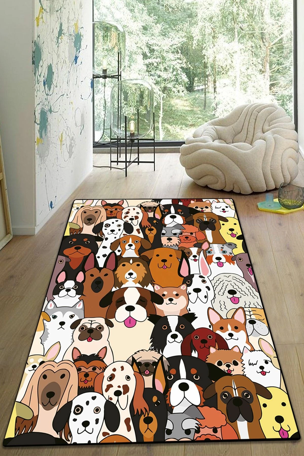Qilim multikolor me dizajn qenushash, 80x120cm