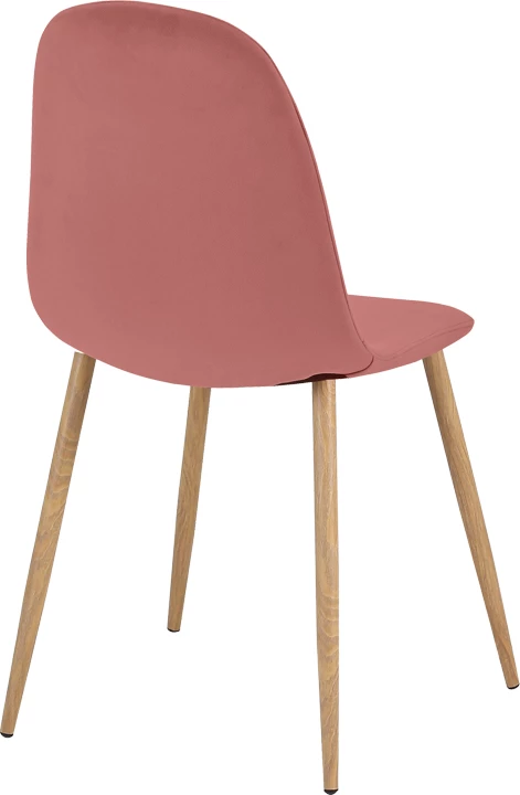 Karrige ngrënieje Bella, kadife ngjyrë mollë e kalbur, këmbë metalike natyrale, set prej 4 copësh, 43.5x52x89cm