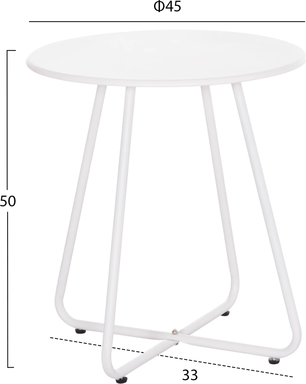 Tavolinë anësore e rrumbullakët SAMMON FH6271.02 metalike, ngjyrë e bardhë, Φ45x50Hcm