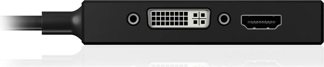 Adapter video ICY BOX IB-AC1032, Mini DisplayPort në HDMI/DVI-D/VGA, i zi