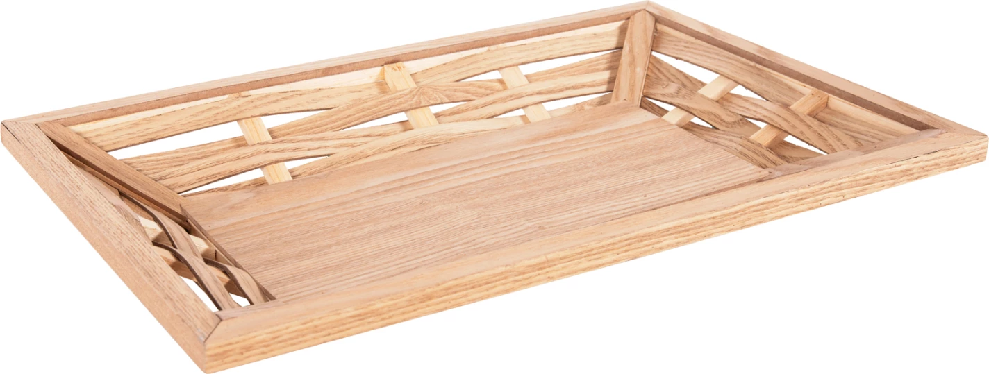 Tabaka shërbimi drejtkëndore, FH4228, dru bredhi dhe MDF, 51x32x5.5H cm