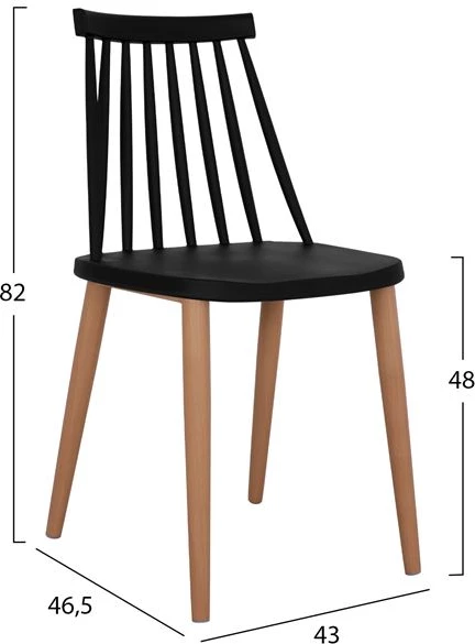 Set 5 pjesë Tavolinë 140x80x76 cm Sonama & Karrige Vanessa të zeza me këmbë metalike FH11037