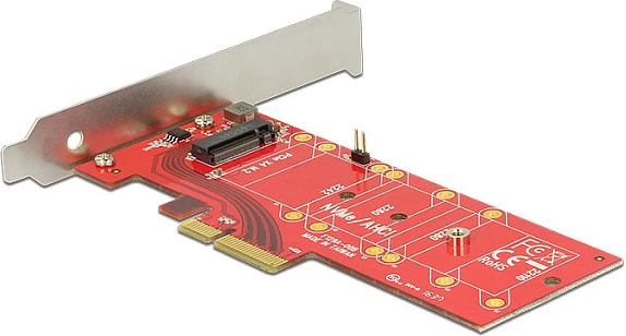 Kartë zgjerimi DeLOCK 89577, PCIe 3.0 në M.2, deri 39 Gbit/s, Kuqe/Argjendtë/E zezë