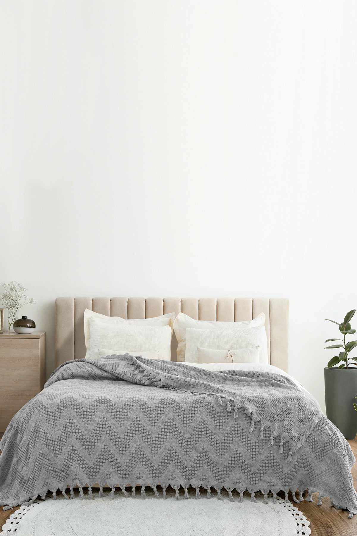 Batanije Double Pique, ngjyrë gri e çelët, Naomi, L'Essentiel Linge de Maison
