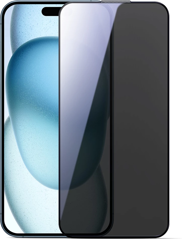 Xham mbrojtës Joyroom JR-MLG0282 për iPhone 15 Plus/16 Plus, 2.5D, privatësi, dustproof, kornizë e zezë