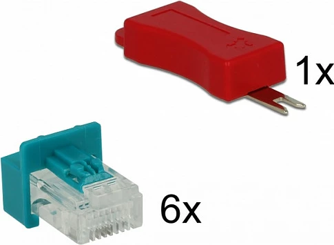 Bllokues porti DeLOCK 86425 për RJ-45, set 6 copë, i kuq