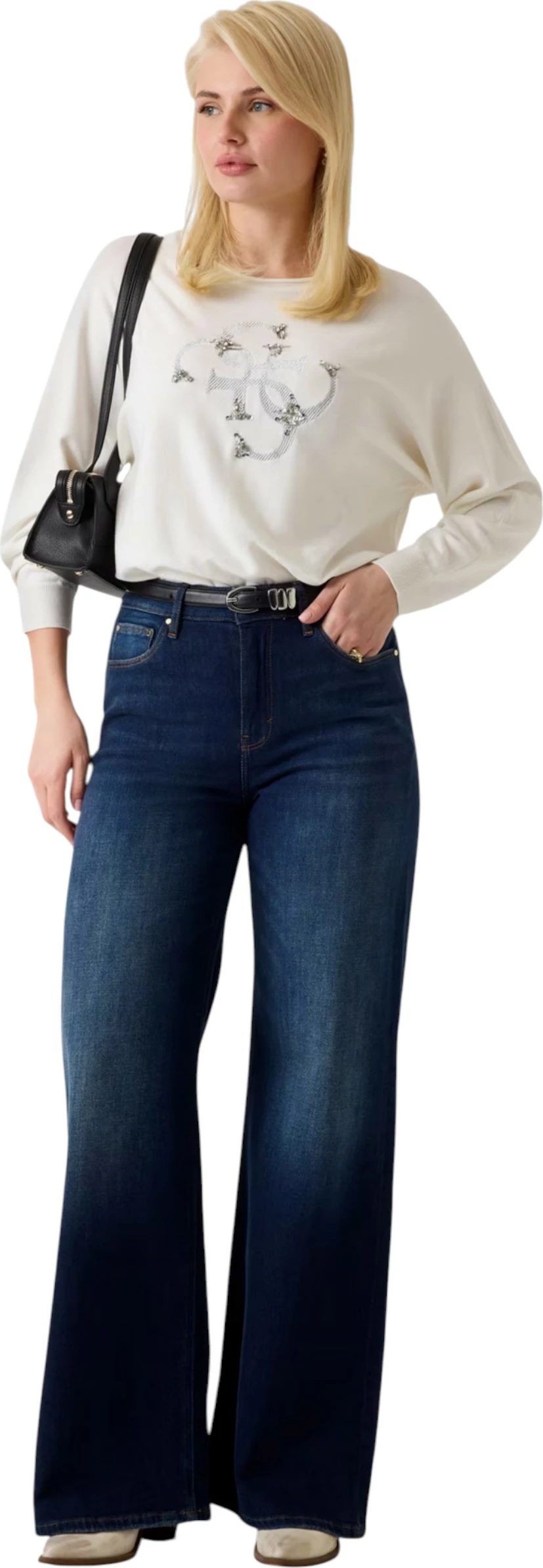 Xhemper për femra Guess W6YR27 Z0975, i bardhë [Madhësia: XL]