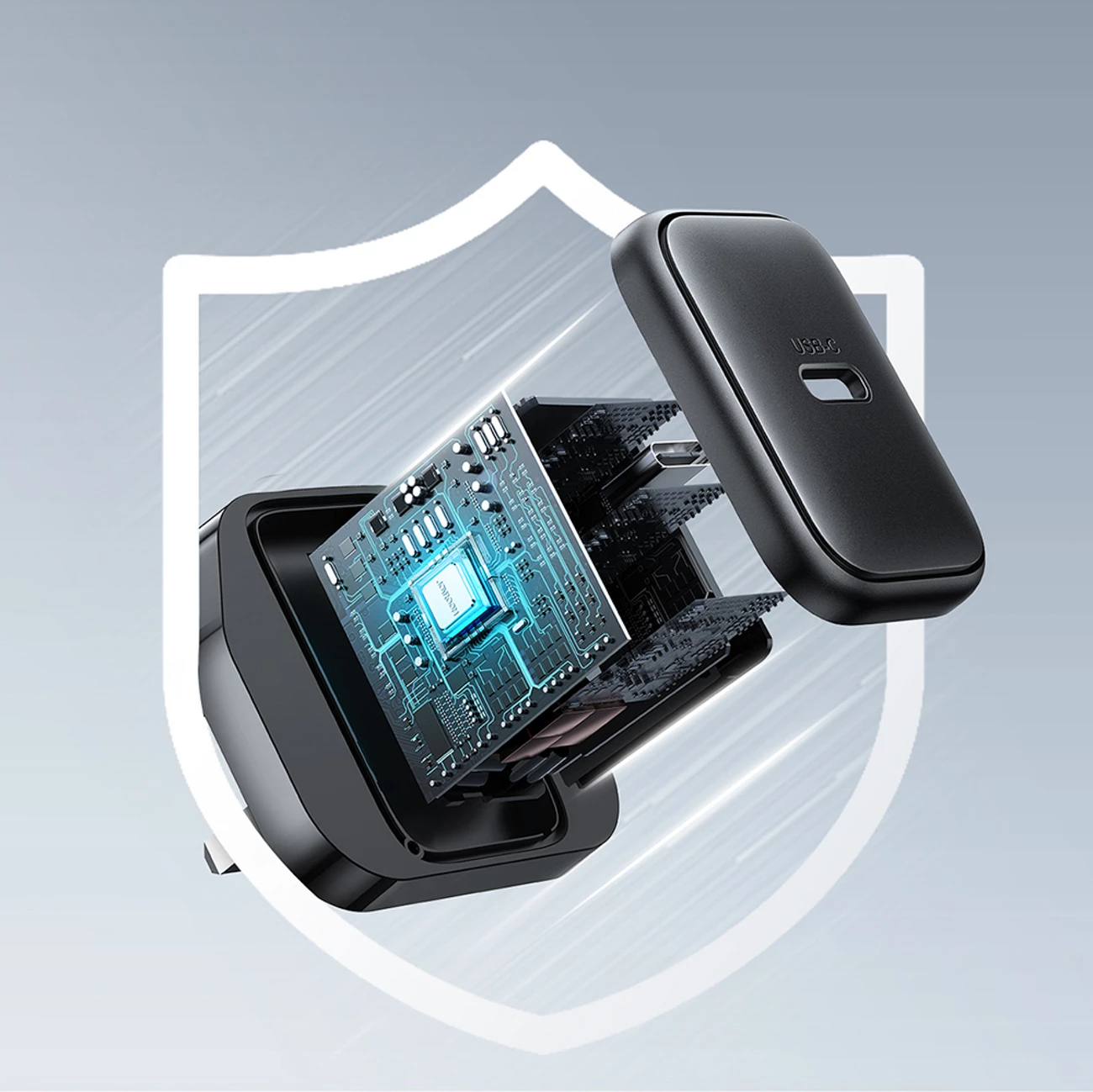 Karikues muri Joyroom JR-TCF23 25W PD/PPS, 1x USB-C, prizë UK, e zezë, me kabllo USB-C 1m