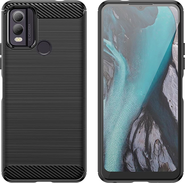 Mbështjellës silikoni Hurtel Carbon Case për Nokia C22, i zi