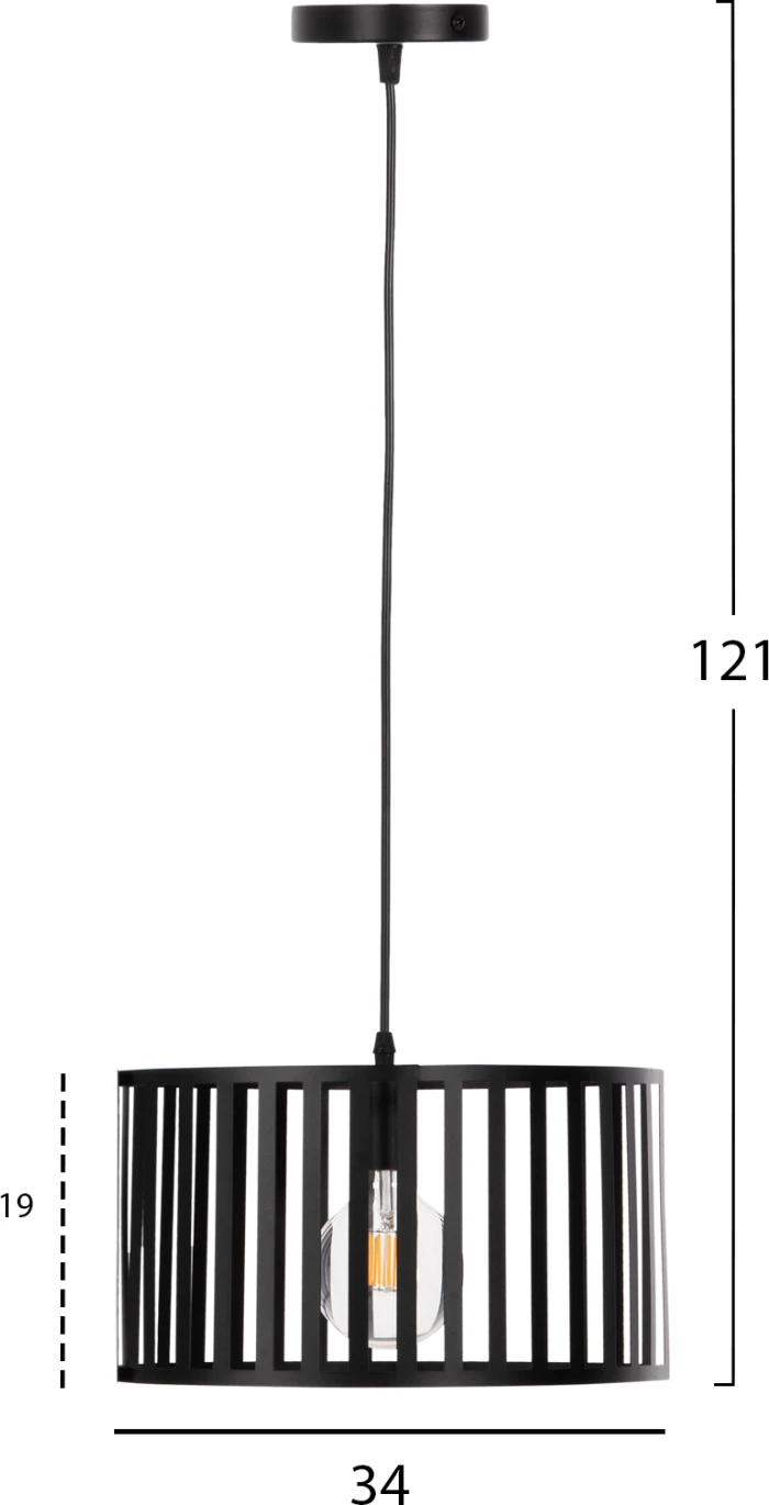 Llambë varëse tavani, metal i zi, FH4113, 34x23x121H cm