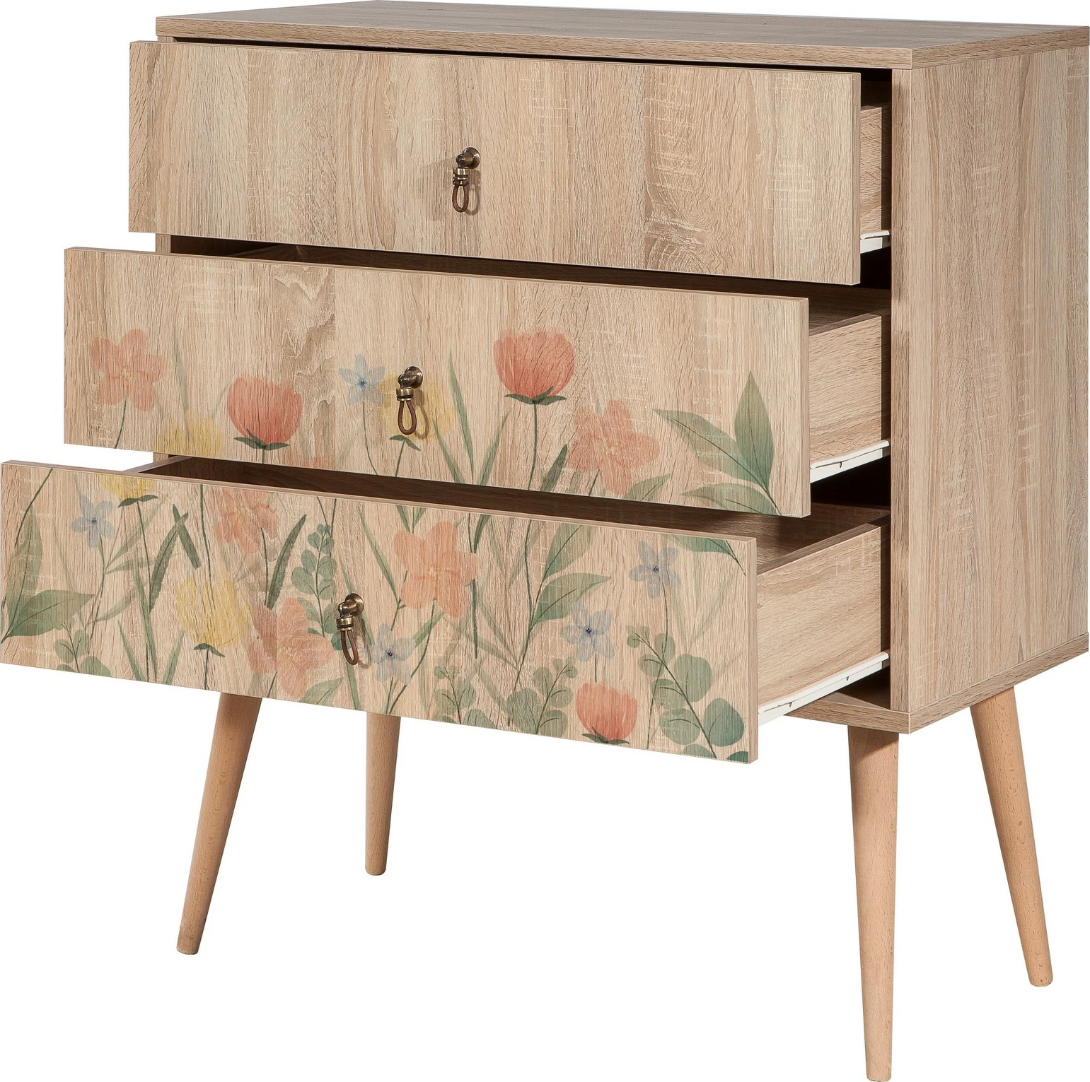 Komodinë Hanah Home, City Trio Tulip, ngjyrë lisi sonoma