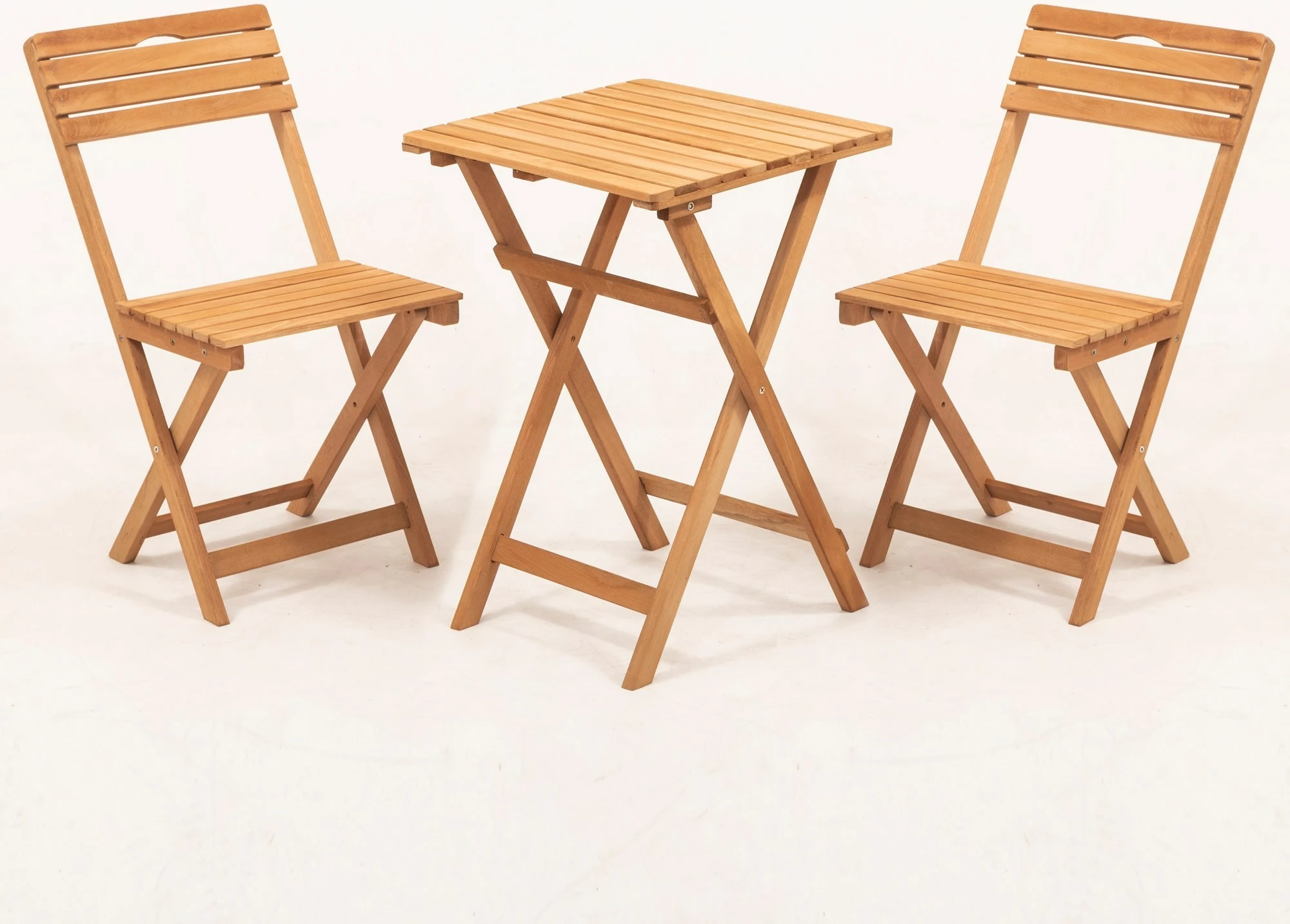 Set tavolinë me karrige për terasë, 3 pjesë, dru ahu, natyrale/krem, Hanah Home My001A