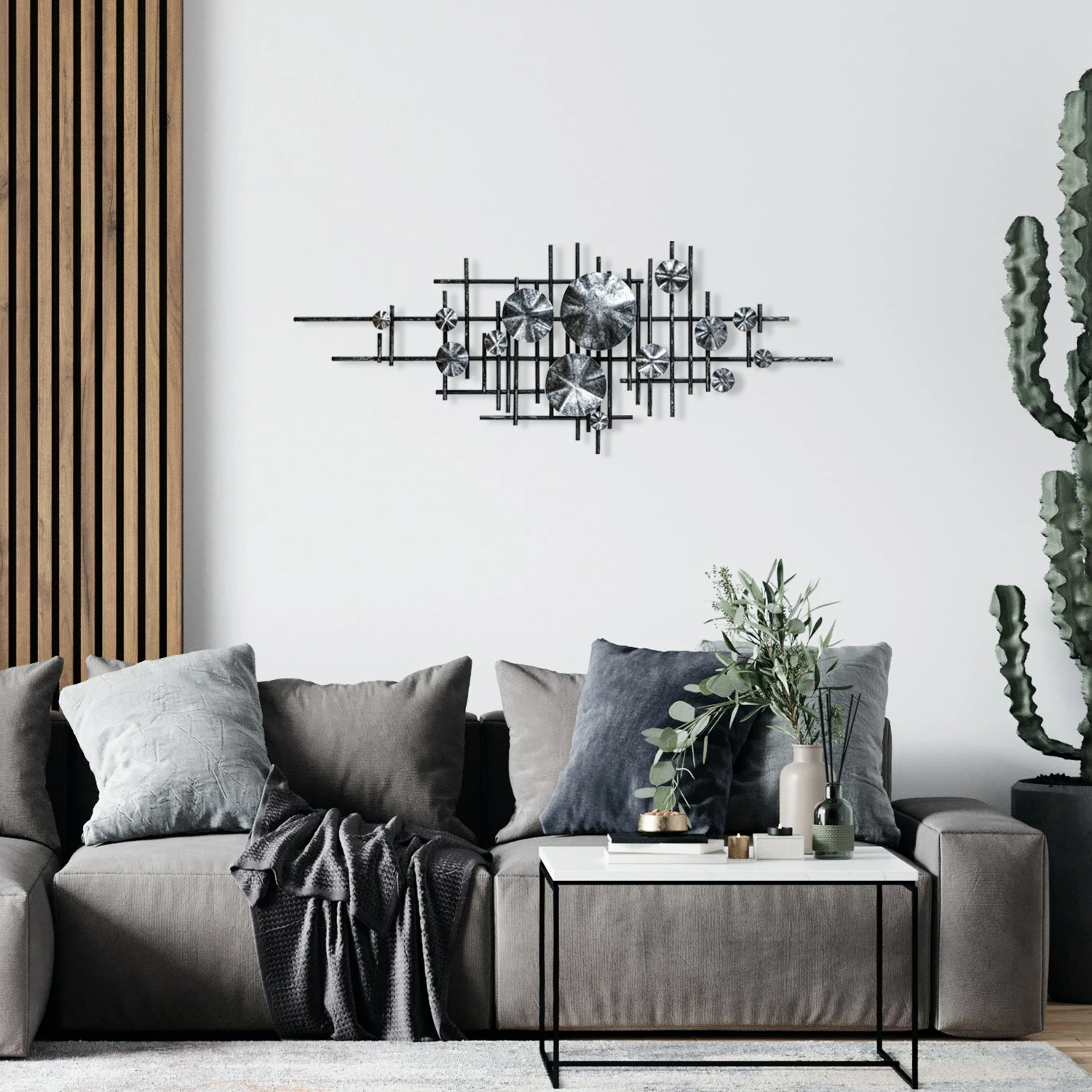 Aksesor dekorativ muri prej metali, Wallity Mihrimah 2, shumëngjyrësh, 113x7x44cm
