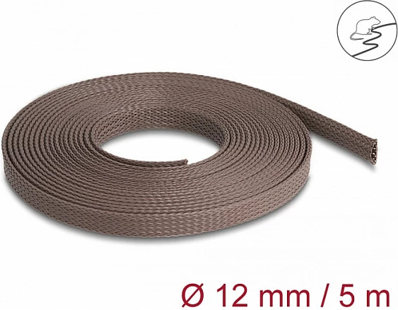 Mbështjellës kabllosh DeLOCK, gërshetë elastike 5 m x 12 mm, kafe